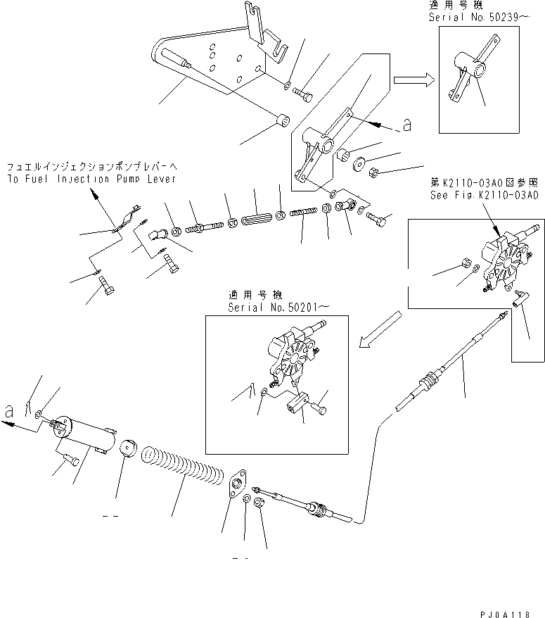 Komatsu parts book diagram for D41P-6K S/N 50001-UP: TRAVEL CONTROL