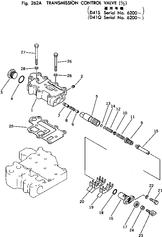 Crawler Loaders Komatsu / D41Q-3 S/N 6001-UP(d41q-3c) / TRANSMISSION CONTROL VALVE (2/2)(#6200-)(060130 : 262A) Crawler Loaders Komatsu / D41Q-3 S/N 6001-UP(d41q-3c) / TRANSMISSION CONTROL VALVE (2/2)(#6200-)(060130 : 262A)