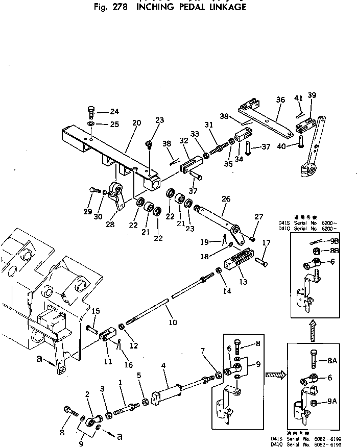 Crawler Loaders Komatsu / D41Q-3 S/N 6001-UP(d41q-3c) / INCHING PEDAL LINKAGE(060170 : 278) Crawler Loaders Komatsu / D41Q-3 S/N 6001-UP(d41q-3c) / INCHING PEDAL LINKAGE(060170 : 278)