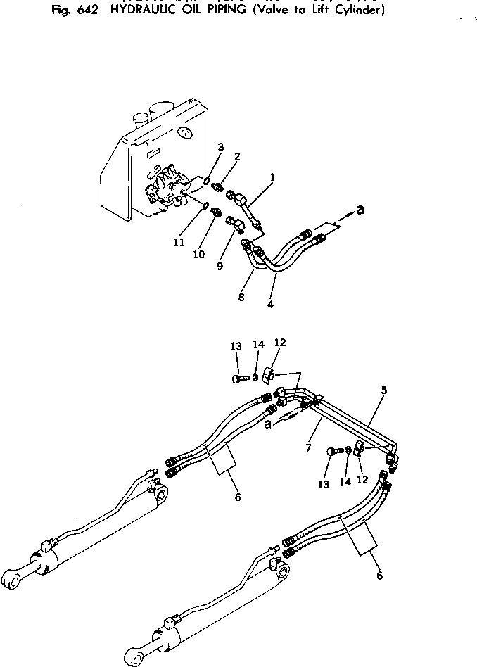 Crawler Loaders Komatsu / D41Q-3 S/N 6001-UP(d41q-3c) / HYDRAULIC OIL PIPING (VALVE TO LIFT CYLINDER)(180080 : 642) Crawler Loaders Komatsu / D41Q-3 S/N 6001-UP(d41q-3c) / HYDRAULIC OIL PIPING (VALVE TO LIFT CYLINDER)(180080 : 642)