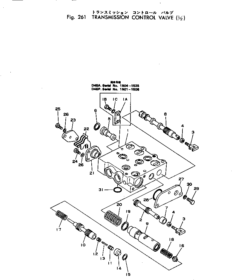 Crawler Loaders Komatsu / D45S-1 S/N 1501-UP(d45s-1c) / TRANSMISSION CONTROL VALVE (1/2)(060170 : 261) Crawler Loaders Komatsu / D45S-1 S/N 1501-UP(d45s-1c) / TRANSMISSION CONTROL VALVE (1/2)(060170 : 261)