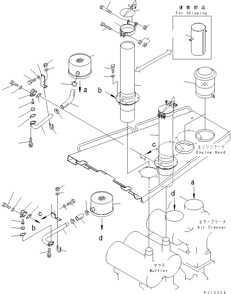 Bulldozers Komatsu / D475A-3 S/N 10601-UP (Shoe Slipping Control Spec.)(d475a-0c) / MUFFLER AND RAIN CAP(#10679-)(030030 : B0300-01A0A)