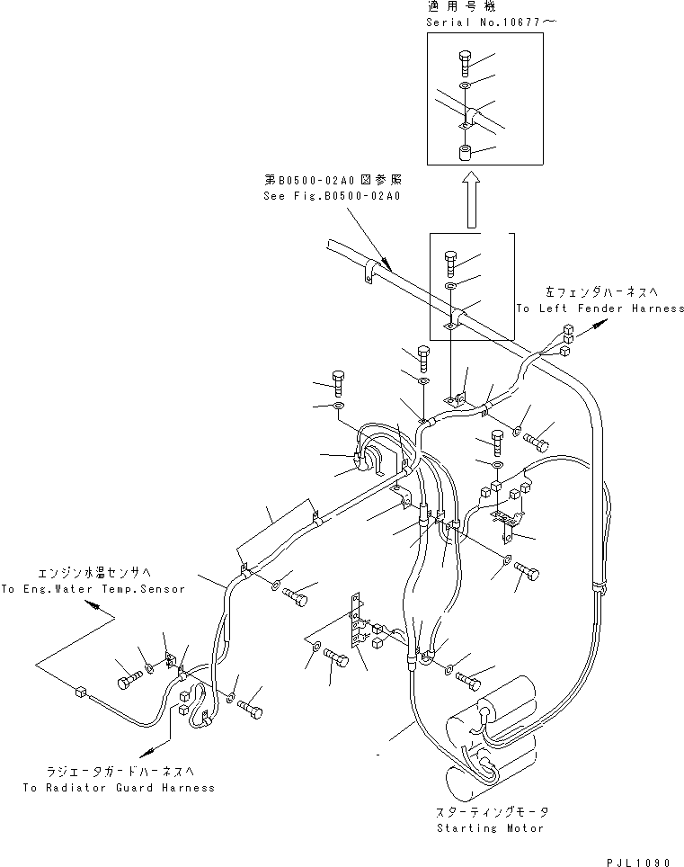 Bulldozers Komatsu / D475A-3 S/N 10601-UP (Shoe Slipping Control Spec.)(d475a-0c) / ENGINE HARNESS (1/2)(#10601-10732)(030040 : B0500-01A0)