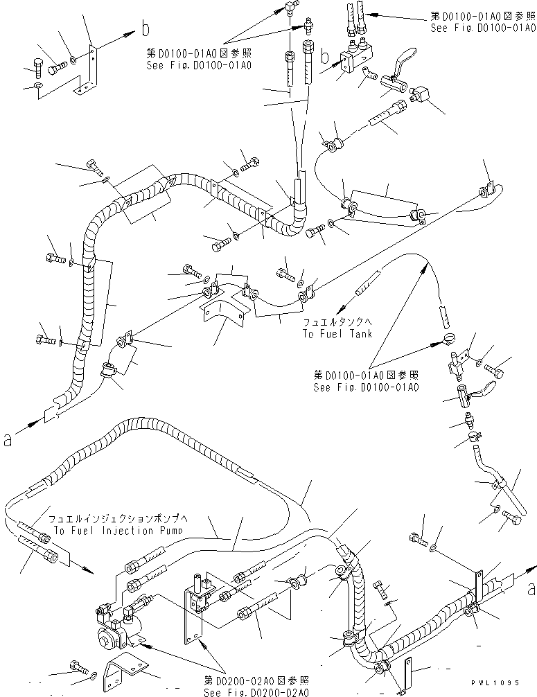 Bulldozers Komatsu / D475A-3 S/N 10601-UP (Shoe Slipping Control Spec.)(d475a-0c) / FUEL PIPING(090030 : D0200-01A0)
