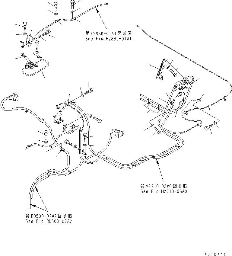 Bulldozers Komatsu / D475A-3 S/N 10601-UP (Shoe Slipping Control Spec.)(d475a-0c) / FENDER WIRING (FOR DUAL TILT PITCH DOZER ? HEAVY DUTY TYPE)(#10706-)(120020 : E0200-03A6)