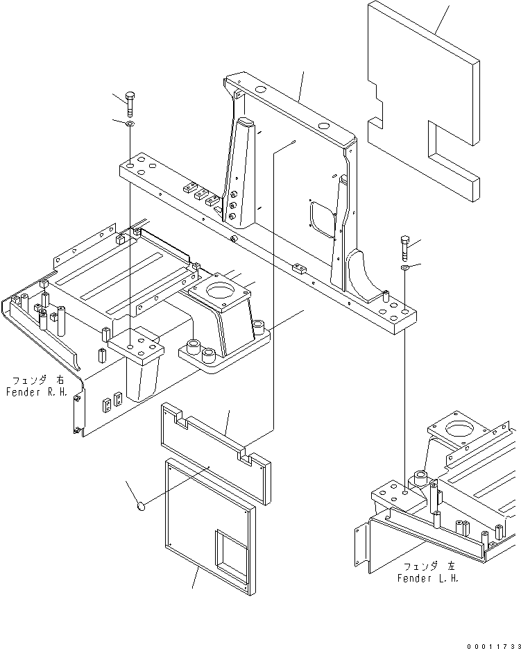 Komatsu parts book diagram for D475A-5 S/N 20001-UP (For Alaska Extreme Cold Terrain Spec.): HOOD MOUNTING