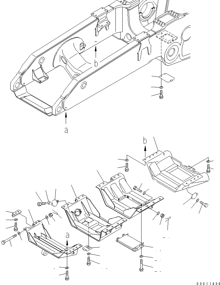 Komatsu parts book diagram for D475A-5 S/N 20001-UP (For Alaska Extreme Cold Terrain Spec.): UNDER GUARD