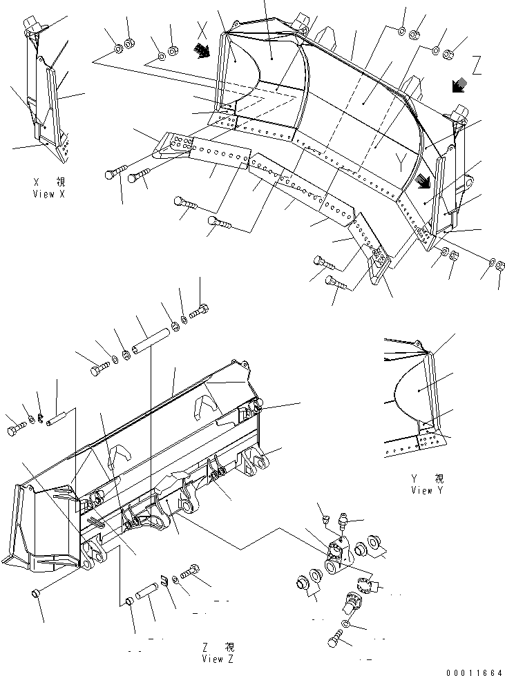 Komatsu parts book diagram for D475A-5 S/N 20001-UP (For Alaska Extreme Cold Terrain Spec.): FULL U-BLADE (HEAVY DUTY) (1/2) (THICK CUTTING EDGE)(#20001-20119)