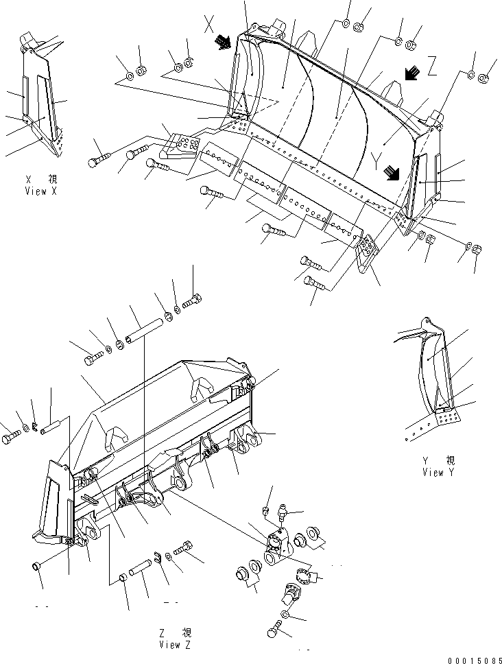 Komatsu parts book diagram for D475A-5 S/N 20001-UP (For Alaska Extreme Cold Terrain Spec.): SEMI U-BLADE (HEAVY DUTY) (1/2) (THICK CUTTING EDGE)