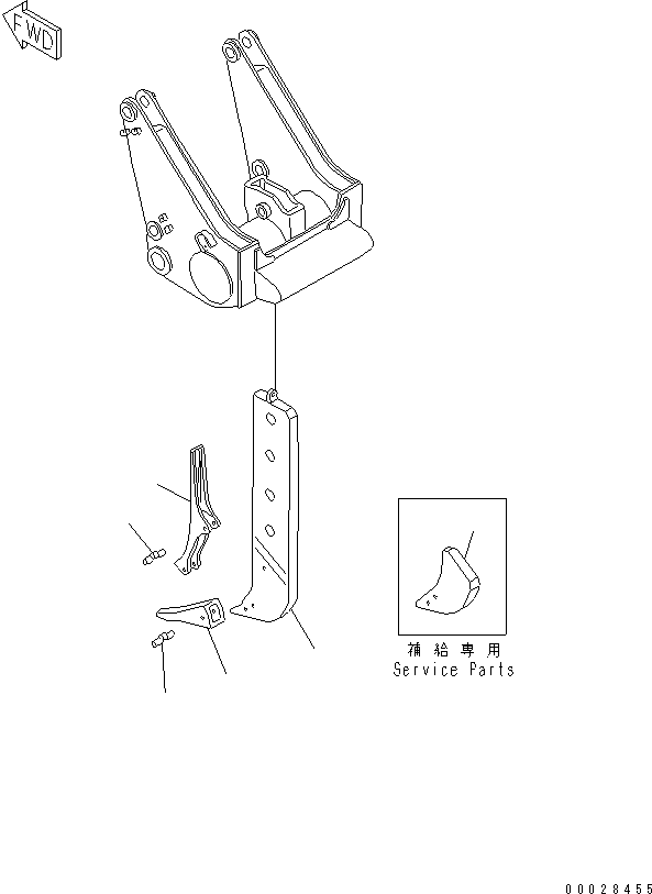 Komatsu parts book diagram for D475A-5 S/N 20001-UP (For Alaska Extreme Cold Terrain Spec.): RIPPER SHANK AND POINT (FOR GIANT RIPPER) (GIANT LONG PROTECTOR)