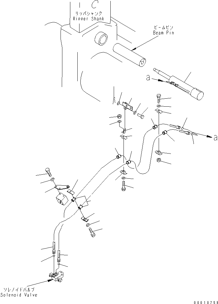 Komatsu parts book diagram for D475A-5 S/N 20001-UP (For Alaska Extreme Cold Terrain Spec.): PIN RULLER CYLINDER AND PIPING (COLD WEATHER (B) SPEC.)