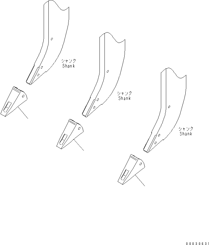 Komatsu parts book diagram for D475A-5 S/N 20001-UP (For Alaska Extreme Cold Terrain Spec.): RIPPER POINT (FOR MULTI RIPPER) (RED ?REVERSIBLE) (HEAVY-DUTY)