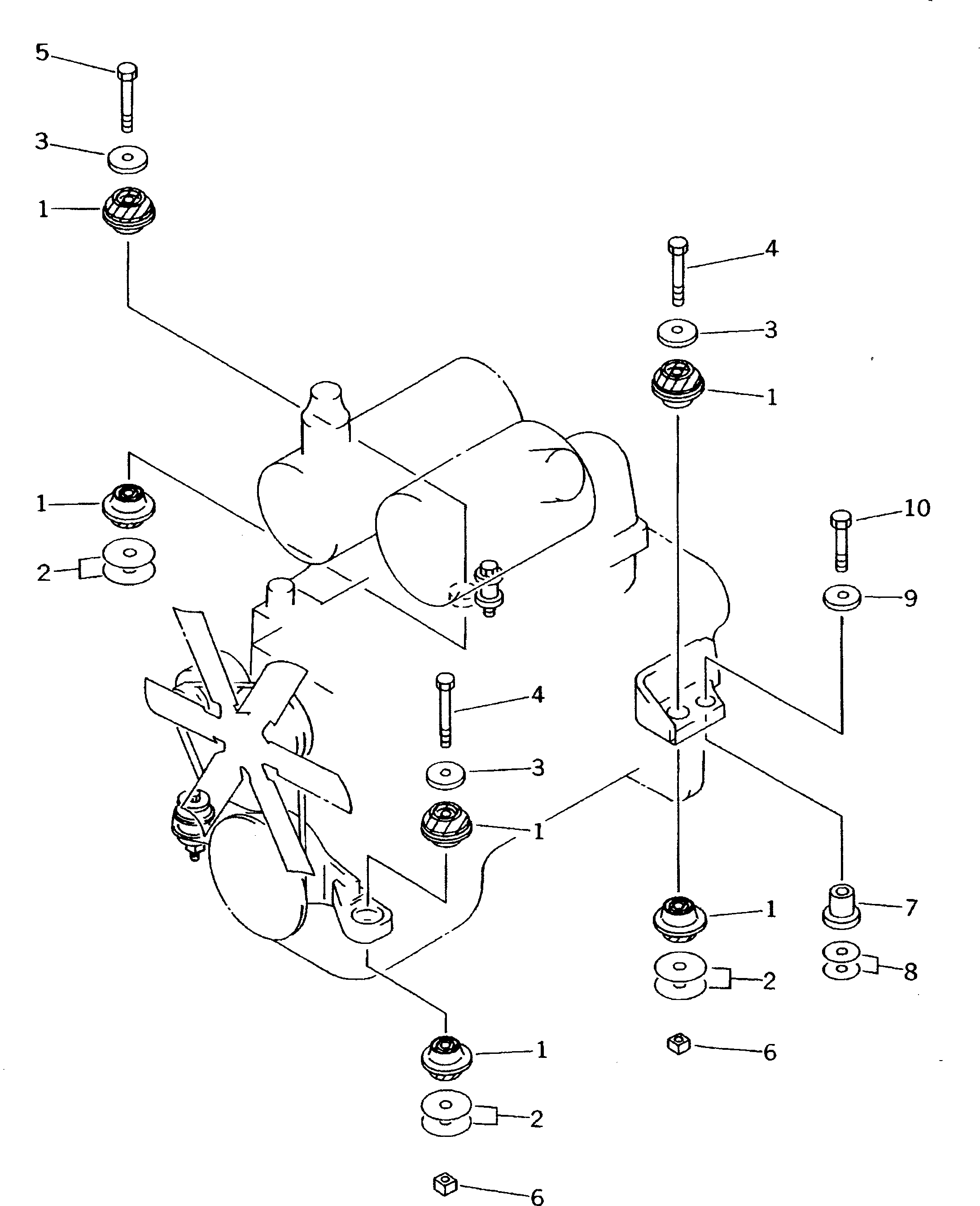 Bulldozers Komatsu / D50P-18A S/N 83001-UP(d50p-12r) / ENGINE MOUNTING PARTS(030010 : B0100-01A0)