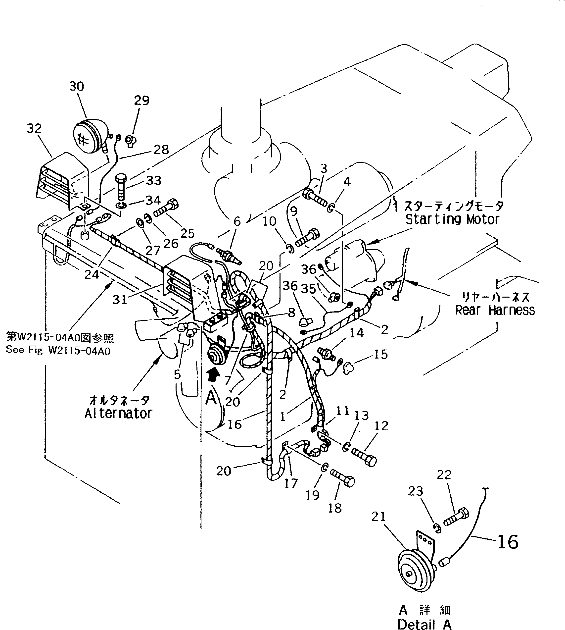 Bulldozers Komatsu / D50P-18A S/N 83001-UP(d50p-12r) / ELECTRICAL SYSTEM (2/5) (FRONT 1/2) (FOR VEHICLE INSPECTION)(#84007-)(420040 : W2115-03A0A)