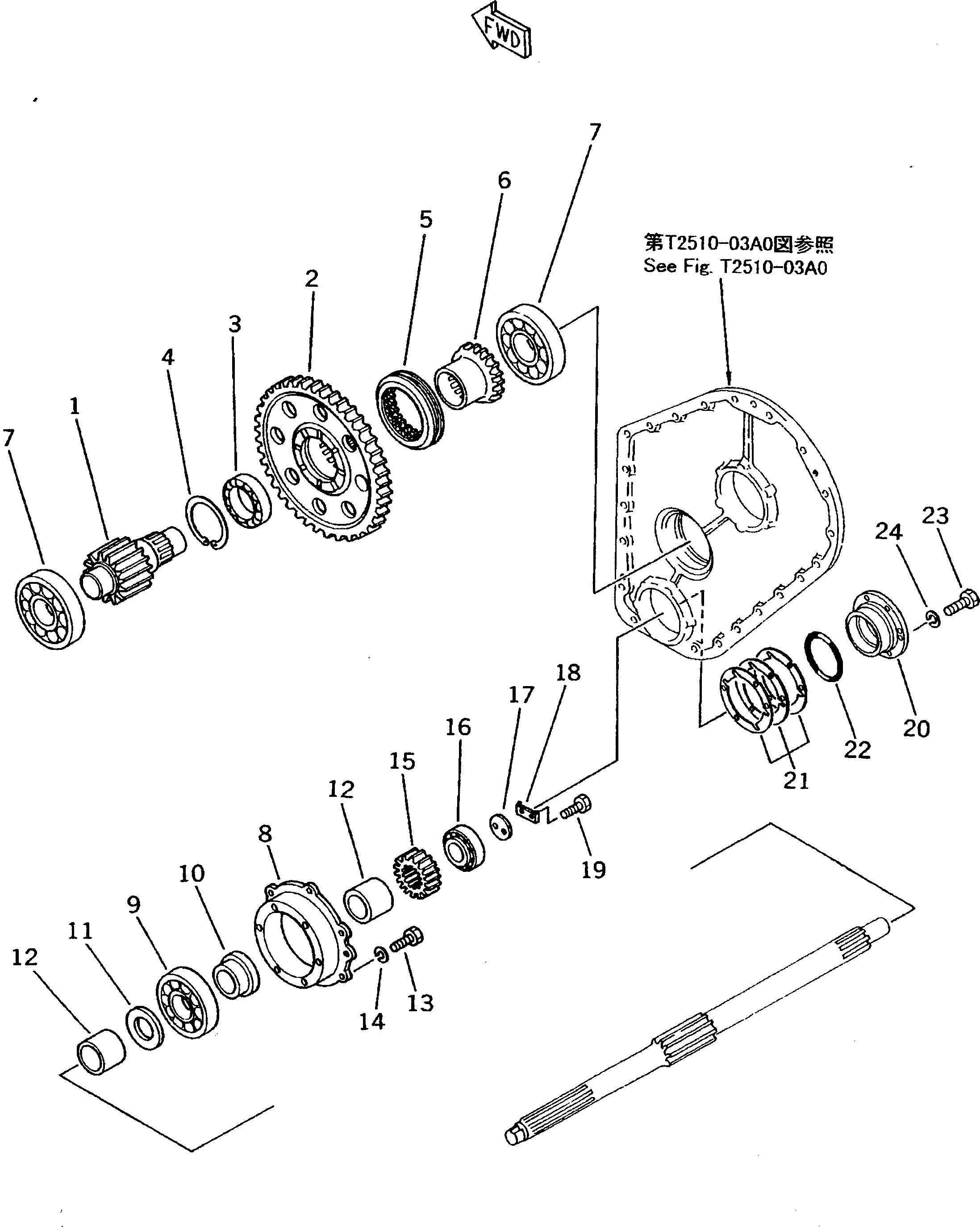Komatsu parts book diagram for D50P-18 S/N 83001-UP: TOWING WINCH (GEAR)