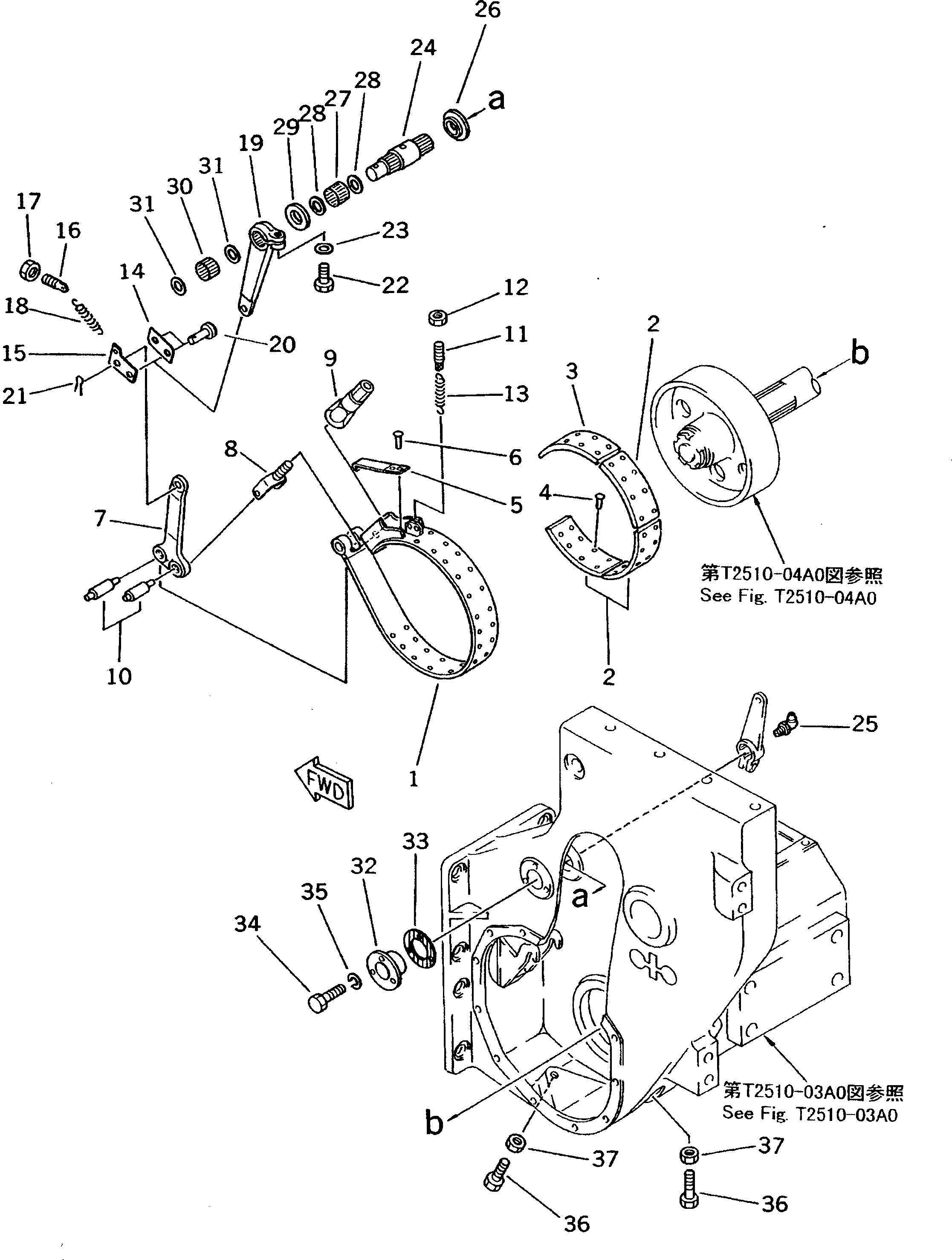 Komatsu parts book diagram for D50P-18 S/N 83001-UP: TOWING WINCH (BRAKE)