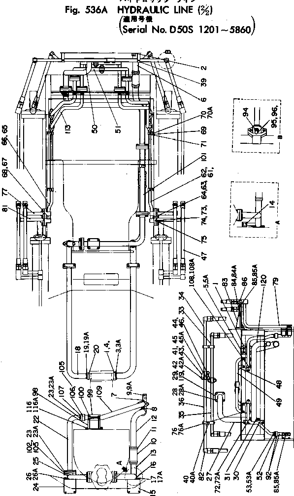 Crawler Loaders Komatsu / D50S-8 S/N 1201-UP(d50s-8r) / HYDRAULIC LINE (2/2)(150090 : 536A) Crawler Loaders Komatsu / D50S-8 S/N 1201-UP(d50s-8r) / HYDRAULIC LINE (2/2)(150090 : 536A)