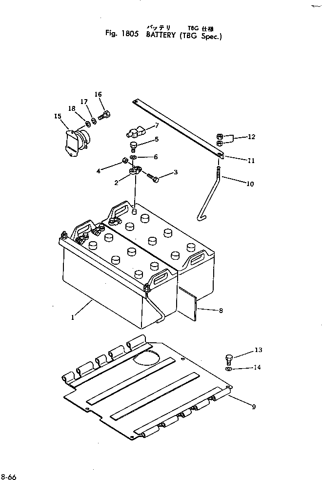 Komatsu parts book diagram for D53A-17 S/N 80001-UP: BATTERY (TBG SPEC.)