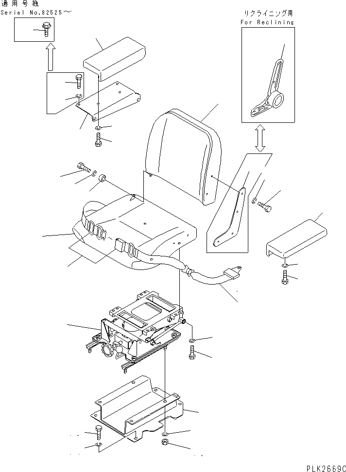 Komatsu parts book diagram for D53A-17 S/N 80001-UP: OPERATOR'S SEAT(#82153-)