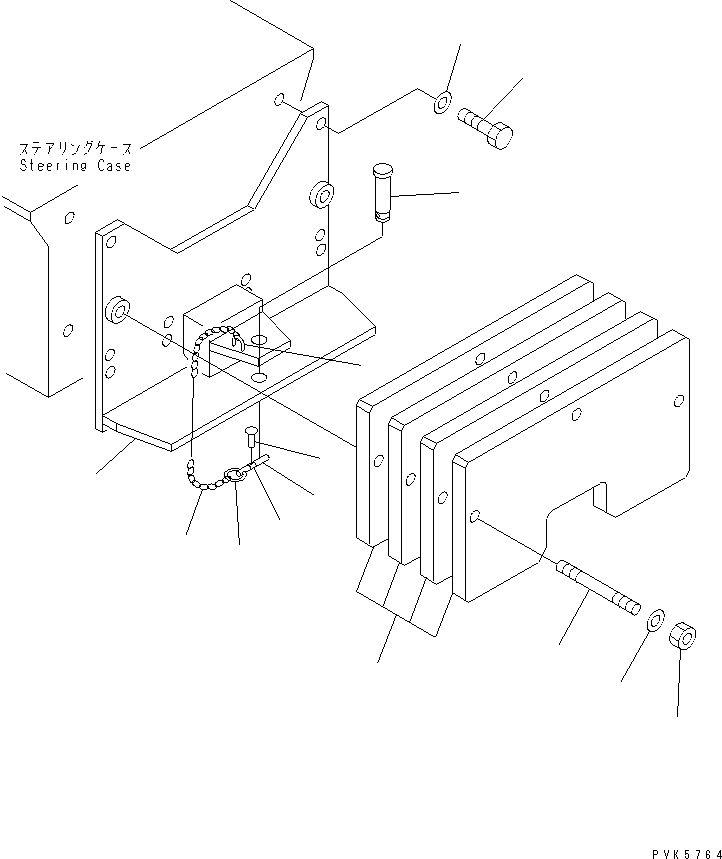 Komatsu parts book diagram for D53A-17 S/N 80001-UP: DRAWBAR (WITH ANGLE LAKE)