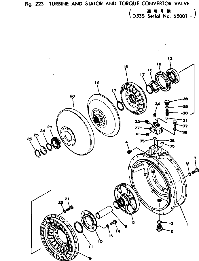 Crawler Loaders Komatsu / D53S-16 S/N 65001-UP(d53s-16c) / TURBINE AND STATOR AND TORQUE CONVERTER VALVE(060040 : 223) Crawler Loaders Komatsu / D53S-16 S/N 65001-UP(d53s-16c) / TURBINE AND STATOR AND TORQUE CONVERTER VALVE(060040 : 223)