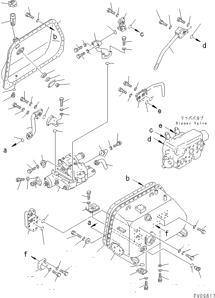 Crawler Loaders Komatsu / D57S-1 S/N 6501-UP(d57s-1c) / HYDRAULIC TANK AND VALVE (1/2) (FOR HYDRAULIC RIPPER)(180090 : 617)
