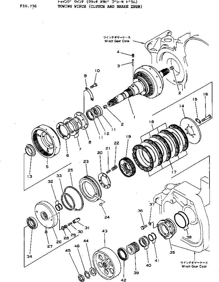 Crawler Loaders Komatsu / D57S-1 S/N 6501-UP(d57s-1c) / TOWING WINCH (CLUTCH AND BRAKE DRUM)(210130 : 736) Crawler Loaders Komatsu / D57S-1 S/N 6501-UP(d57s-1c) / TOWING WINCH (CLUTCH AND BRAKE DRUM)(210130 : 736)