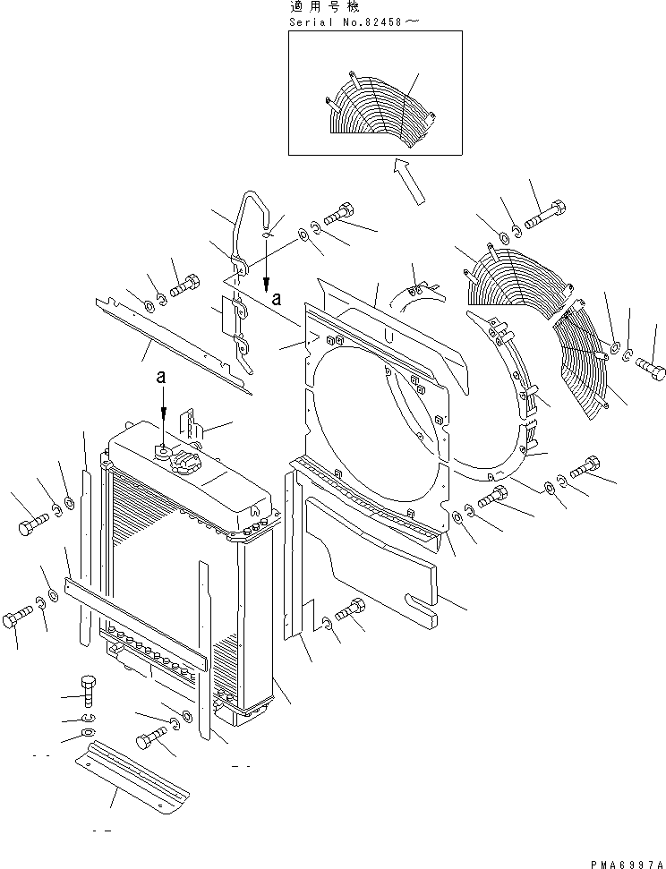 Bulldozers Komatsu / D58E-1A S/N 80888-UP (Straight Tilt Dozer)(d58e-1ac) / RADIATOR COVER (REGULATION OF EU DYNAMIC NOISE)(#82373-)(060060 : C0100-02A4A)