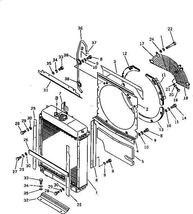 Komatsu parts book diagram for D58P-1 S/N 80588-UP (Straight Tilt Dozer): RADIATOR COVER (NOISE SUPPRESSION FOR EC)(#80949-81380)