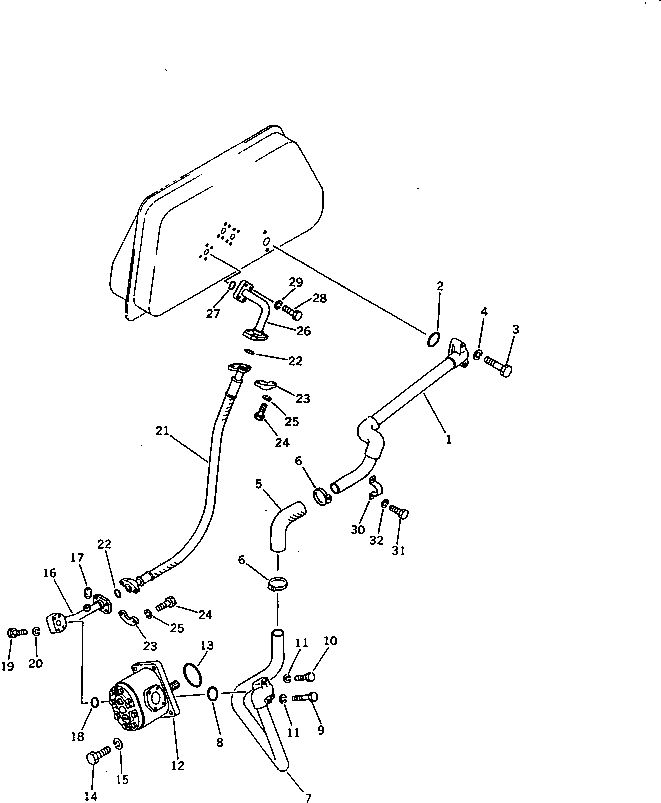 Komatsu parts book diagram for D58P-1 S/N 80588-UP (Straight Tilt Dozer): HYDRAULIC PIPING (PUMP TO TANK)
