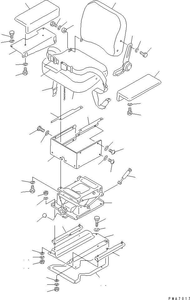 Komatsu parts book diagram for D58P-1 S/N 80588-UP (Straight Tilt Dozer): OPERATOR'S SEAT (REGULATION OF EC INCLUSION)(#81381-)