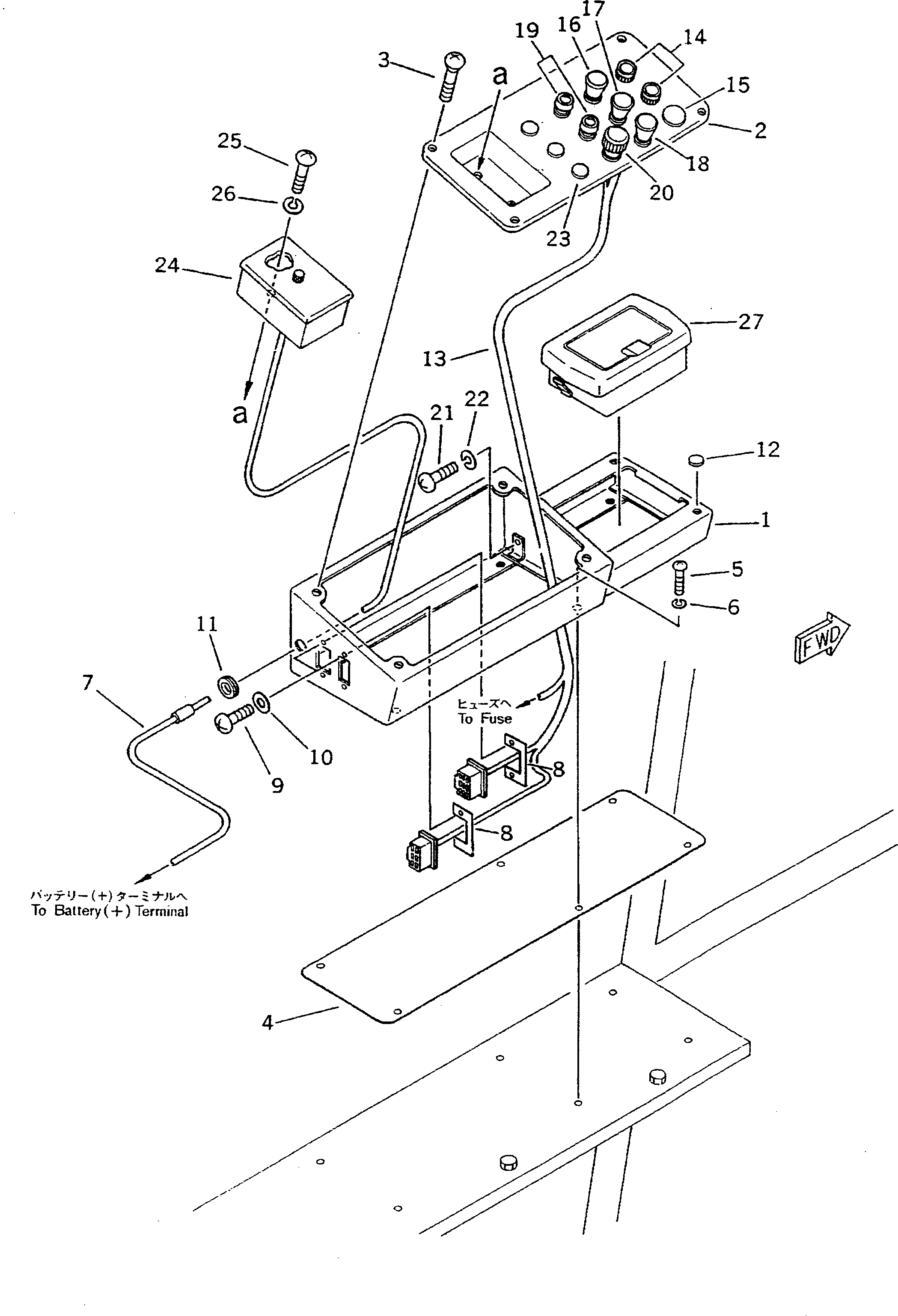 Komatsu parts book diagram for D58P-1 S/N 80588-UP (Straight Tilt Dozer): CONTROL BOX (FOR ROPS CAB)