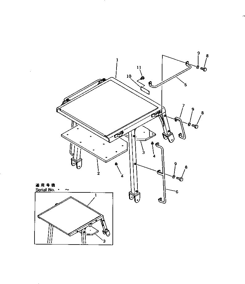 Komatsu parts book diagram for D58P-1 S/N 80588-UP (Straight Tilt Dozer): ROPS CANOPY