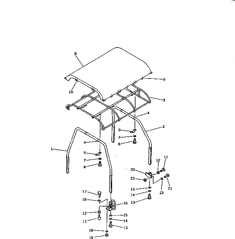 Komatsu parts book diagram for D58P-1 S/N 80588-UP (Straight Tilt Dozer): CANOPY