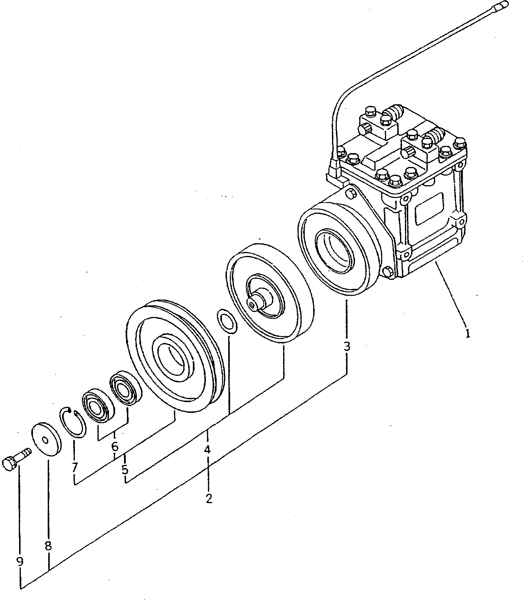 Komatsu parts book diagram for D58P-1 S/N 80588-UP (Straight Tilt Dozer): AIR CONDITIONER COMPRESSOR