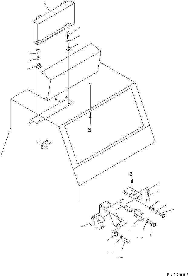 Komatsu parts book diagram for D58P-1 S/N 80588-UP (Straight Tilt Dozer): BOX AND GREASE PUMP HOLDER (REGULATION OF EC INCLUSION)(#81381-)