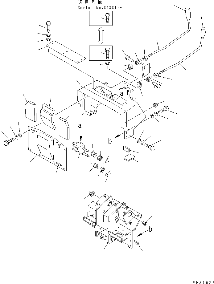 Komatsu parts book diagram for D58P-1 S/N 80588-UP (Straight Tilt Dozer): DASHBOARD AND STEERING LEVER (REGULATION OF EC INCLUSION)(#80949-)