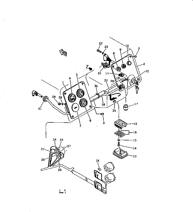 Komatsu parts book diagram for D58P-1 S/N 80588-UP (Straight Tilt Dozer): INSTRUMENT PANEL
