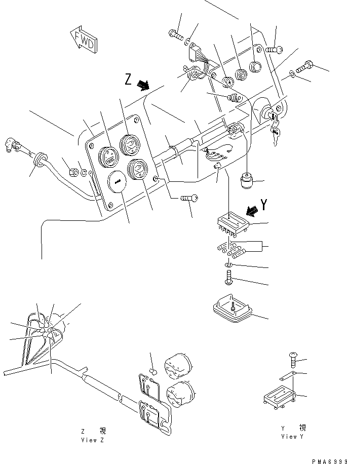 Komatsu parts book diagram for D58P-1 S/N 80588-UP (Straight Tilt Dozer): INSTRUMENT PANEL (REGULATION OF EC INCLUSION)(#81381-)