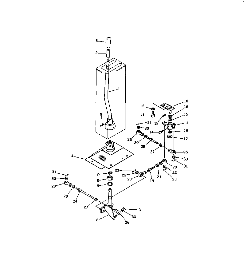 Komatsu parts book diagram for D58P-1 S/N 80588-UP (Straight Tilt Dozer): TRANSMISSION CONTROL LEVER