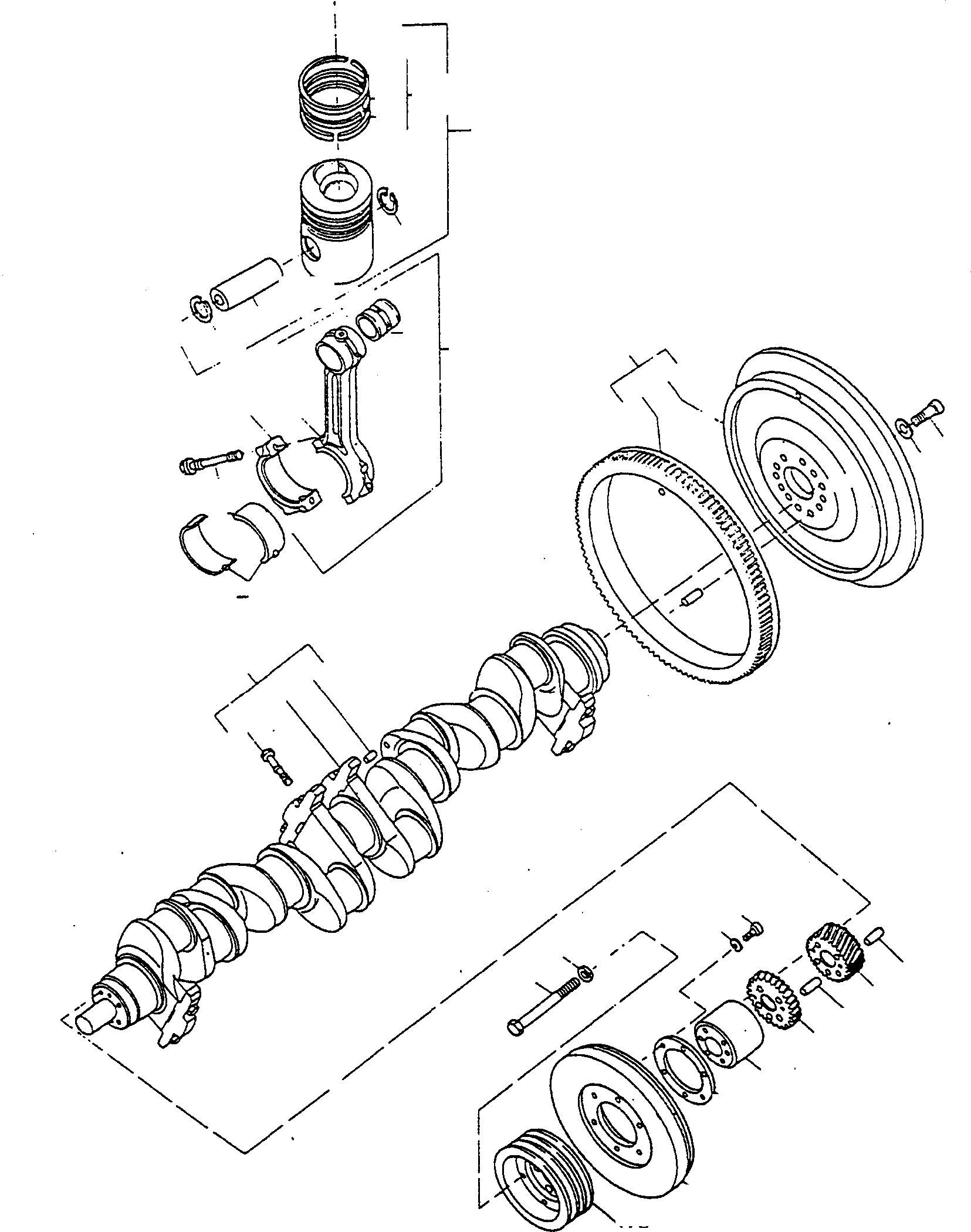 Bulldozers Komatsu / D600D S/N 331620001 - Up(d600d) / CRANK ASSEMBLY(01-04 : A561)