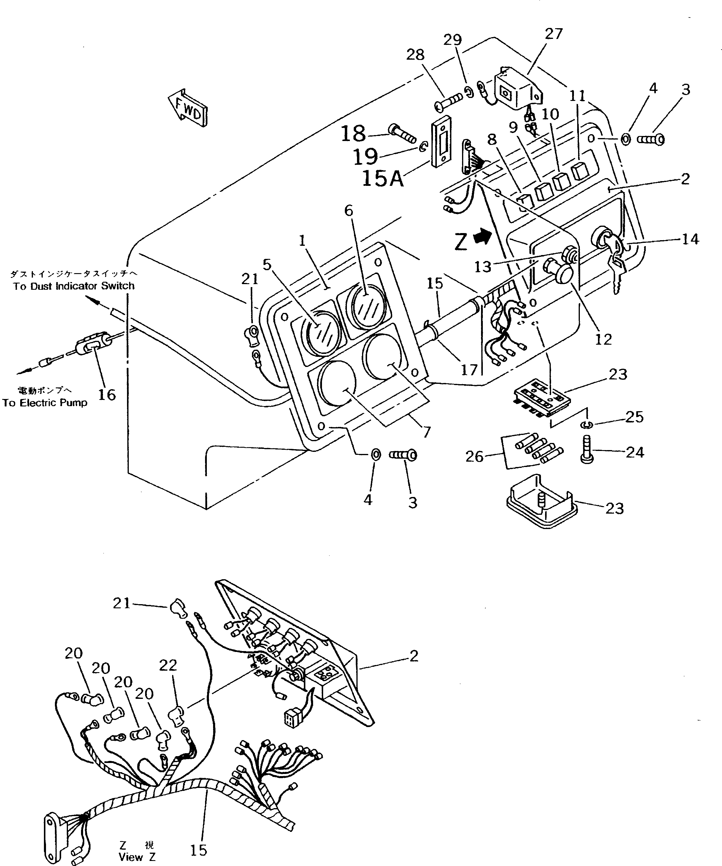 Bulldozers Komatsu / D60P-11D S/N 50001-UP(d60p-10r) / INSTRUMENT PANEL(030080 : 1411)