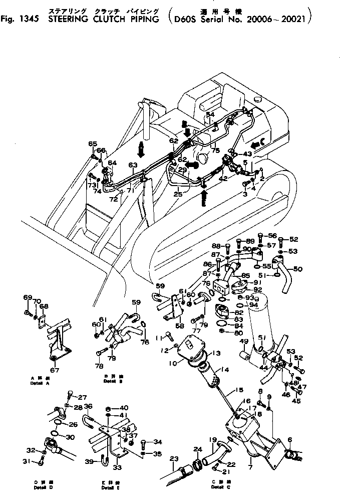 Crawler Loaders Komatsu / D60S-6 S/N 20006-UP(d60s-6r) / STEERING CLUTCH PIPING(#20006-20021)(090150 : 1345) Crawler Loaders Komatsu / D60S-6 S/N 20006-UP(d60s-6r) / STEERING CLUTCH PIPING(#20006-20021)(090150 : 1345)