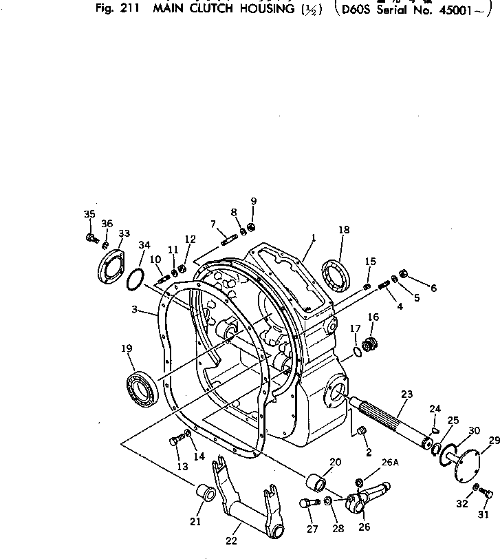 Crawler Loaders Komatsu / D60S-8 S/N 45001-UP(d60s-8r) / MAIN CLUTCH HOUSING (1/2)(060020 : 211) Crawler Loaders Komatsu / D60S-8 S/N 45001-UP(d60s-8r) / MAIN CLUTCH HOUSING (1/2)(060020 : 211)