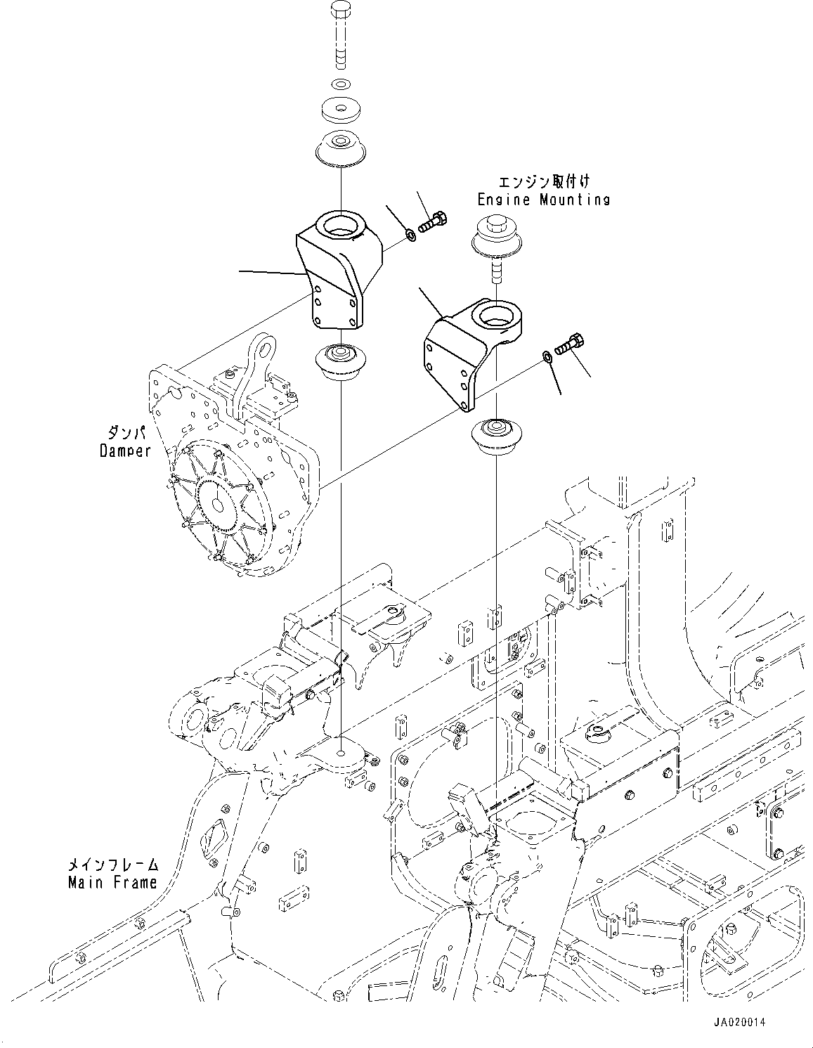Bulldozers Komatsu / D61EXI-24E0 S/N B65001-UP(d612e0mc) / Engine Mounting Bracket(B007001 : A2250-501001)