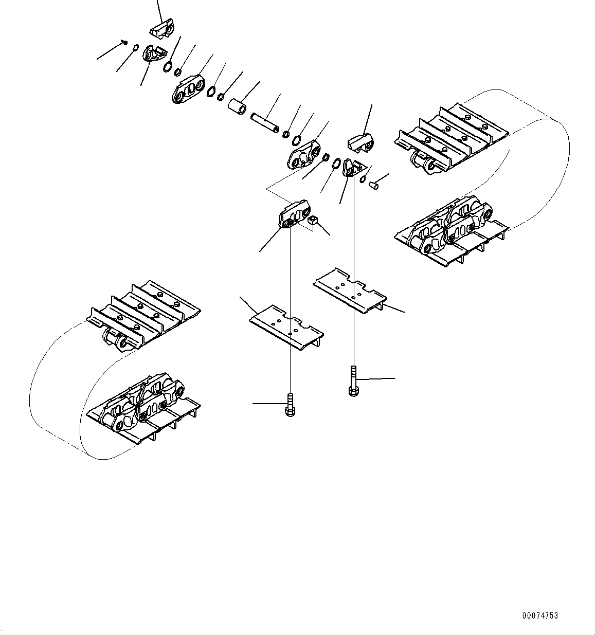 Bulldozers Komatsu / D61EXI-24E0 S/N B65001-UP(d612e0mc) / Track Shoe Assembly, (Single Grouser Shoe, 600mm Width, Sealed and Lubricated Type, PLUS Type, 92 Set)(R007001 : R0500-001001)