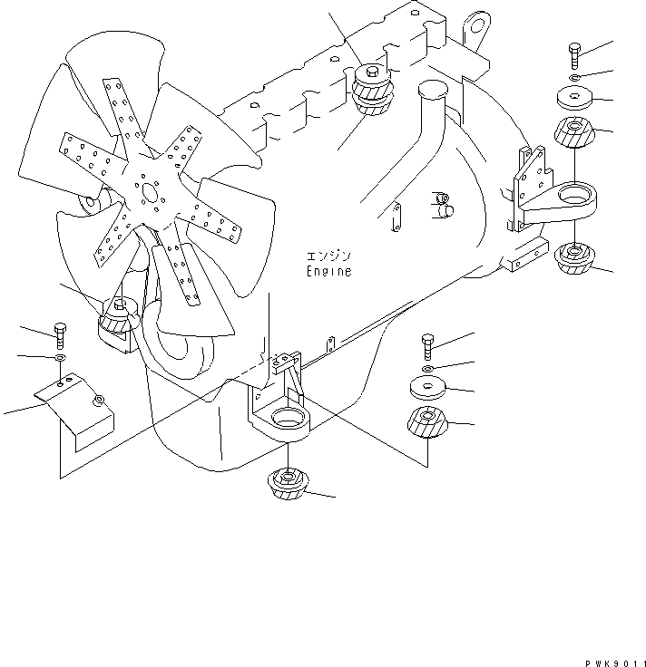 Komatsu parts book diagram for D61E-12 S/N 1001-UP: ENGINE MOUNT