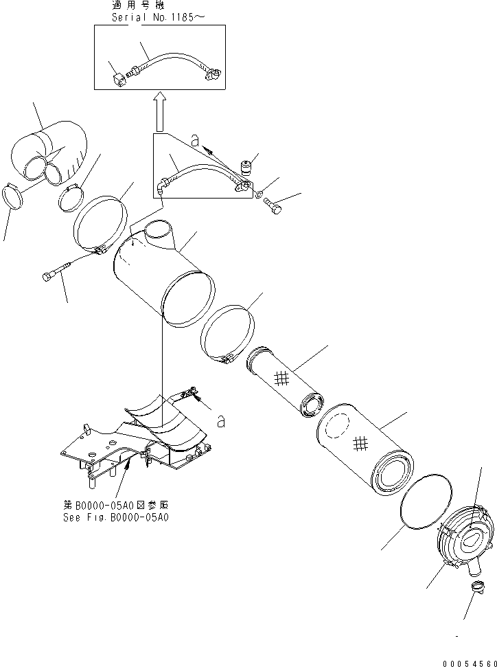Komatsu parts book diagram for D61EX-12 S/N 1001-UP (Overseas Version): AIR CLEANER
