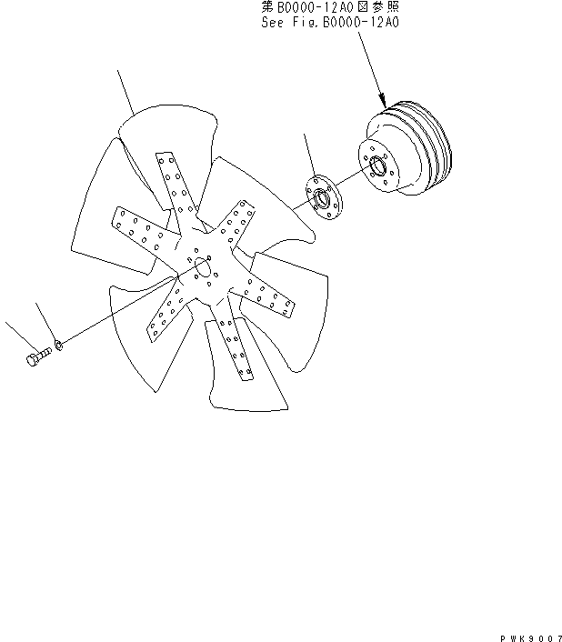 Komatsu parts book diagram for D61EX-12 S/N 1001-UP (Overseas Version): BLOWER FAN