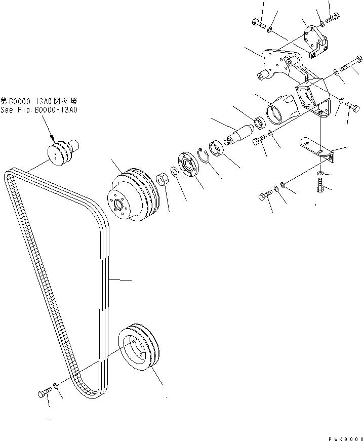 Komatsu parts book diagram for D61EX-12 S/N 1001-UP (Overseas Version): FAN DRIVE